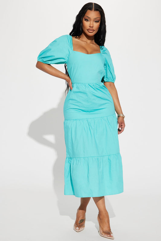 Reese Backless Maxi Dress - Turquoise