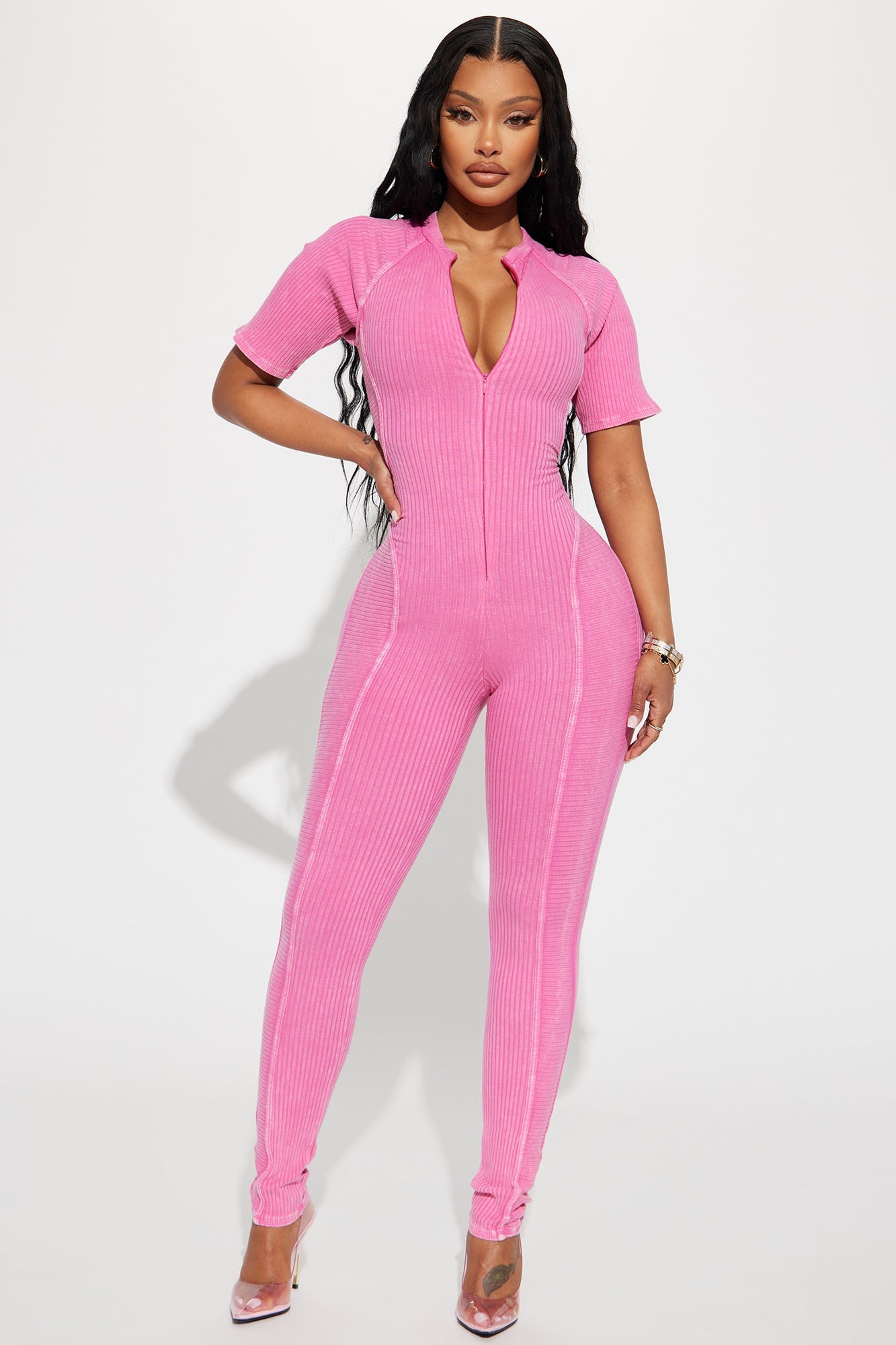 Lucy Mineral Wash Jumpsuit - Pink