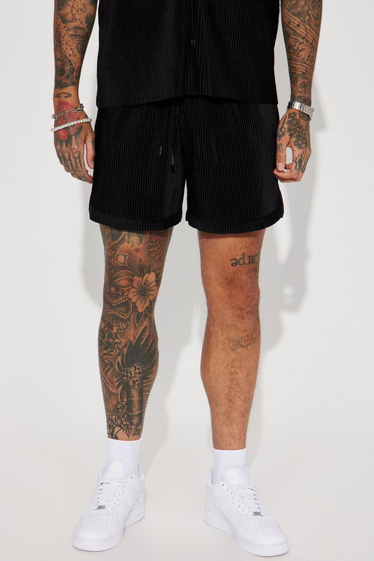 Stacks Textured Shorts - Black
