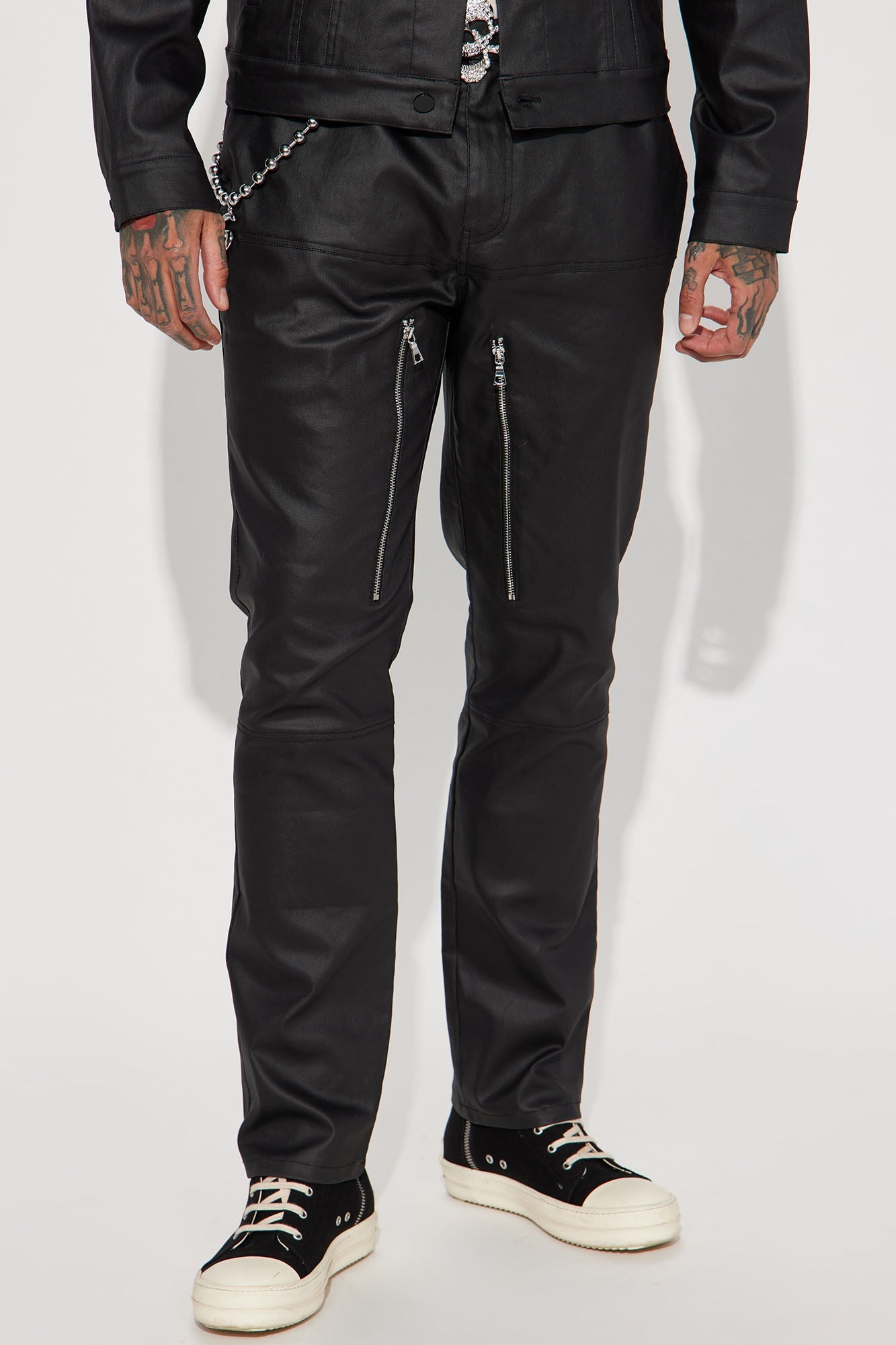 For The Night Waxed Straight Pants - Black
