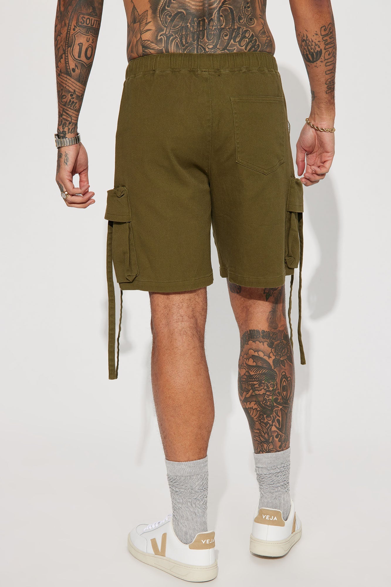 Flatline Strap Cargo Shorts - Olive