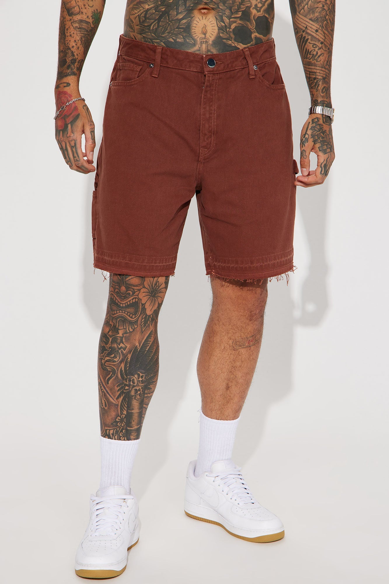 Take It Back Relaxed Denim Shorts - Brown
