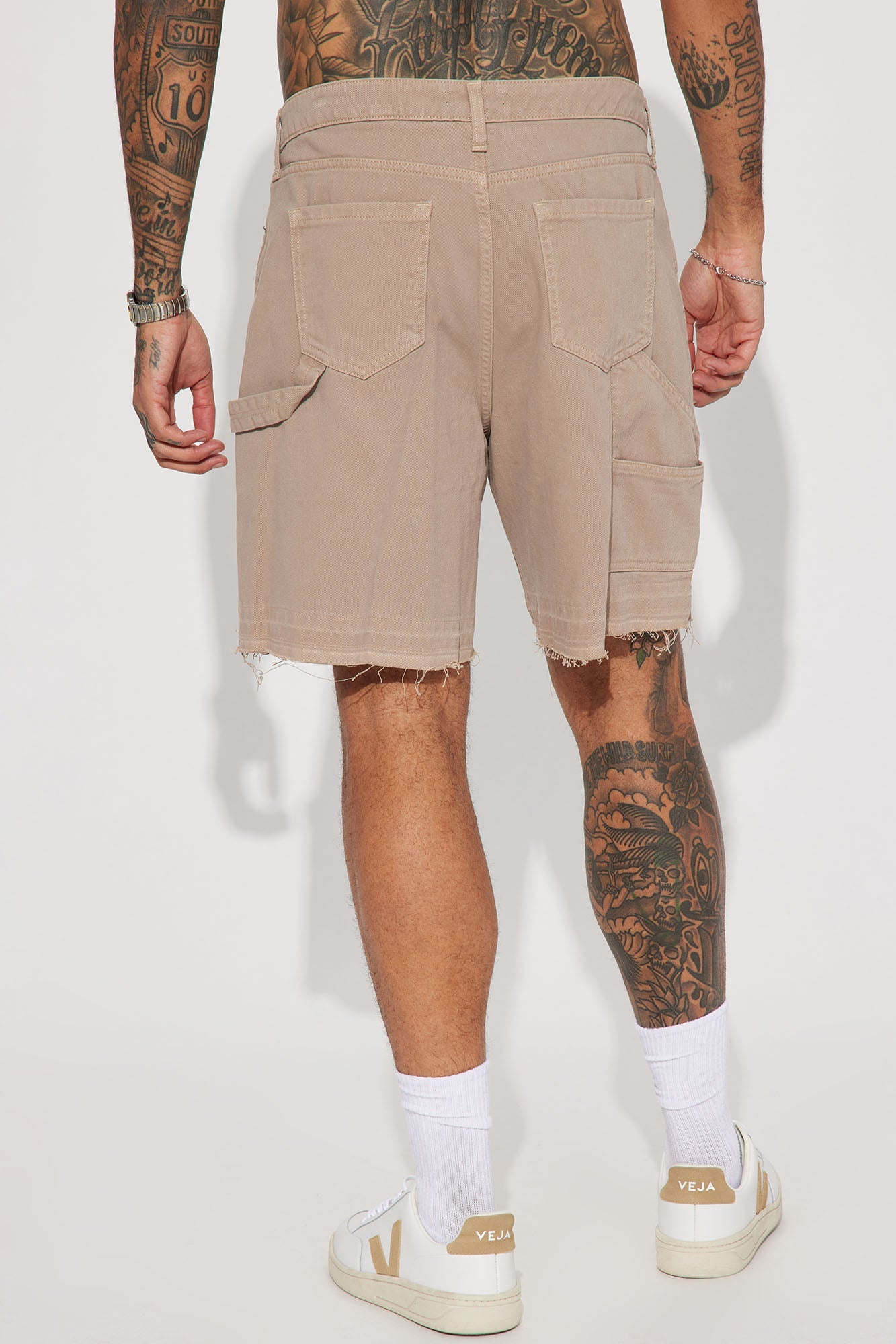 Take It Back Relaxed Denim Shorts - Taupe